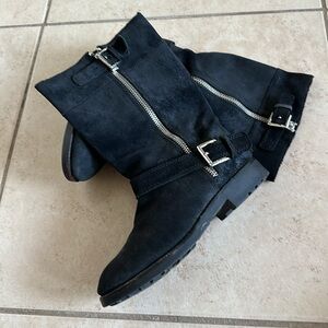 Coach Moto Boots Black Size 8B Leather Silver looking buckles